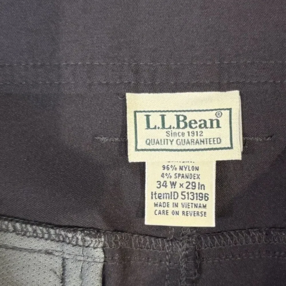 L.L. Bean Mens Explorer Ripstop‎ Pants Tapered Leg Black Color Size 34W 29L